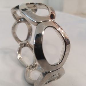 Silver Tone Cuff Link Style Bracelet